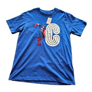 Coach x Marvel Collab CAPTAIN AMERICA T-Shirt (Small) NEW (NWT) Mens/Unisex BLUE
